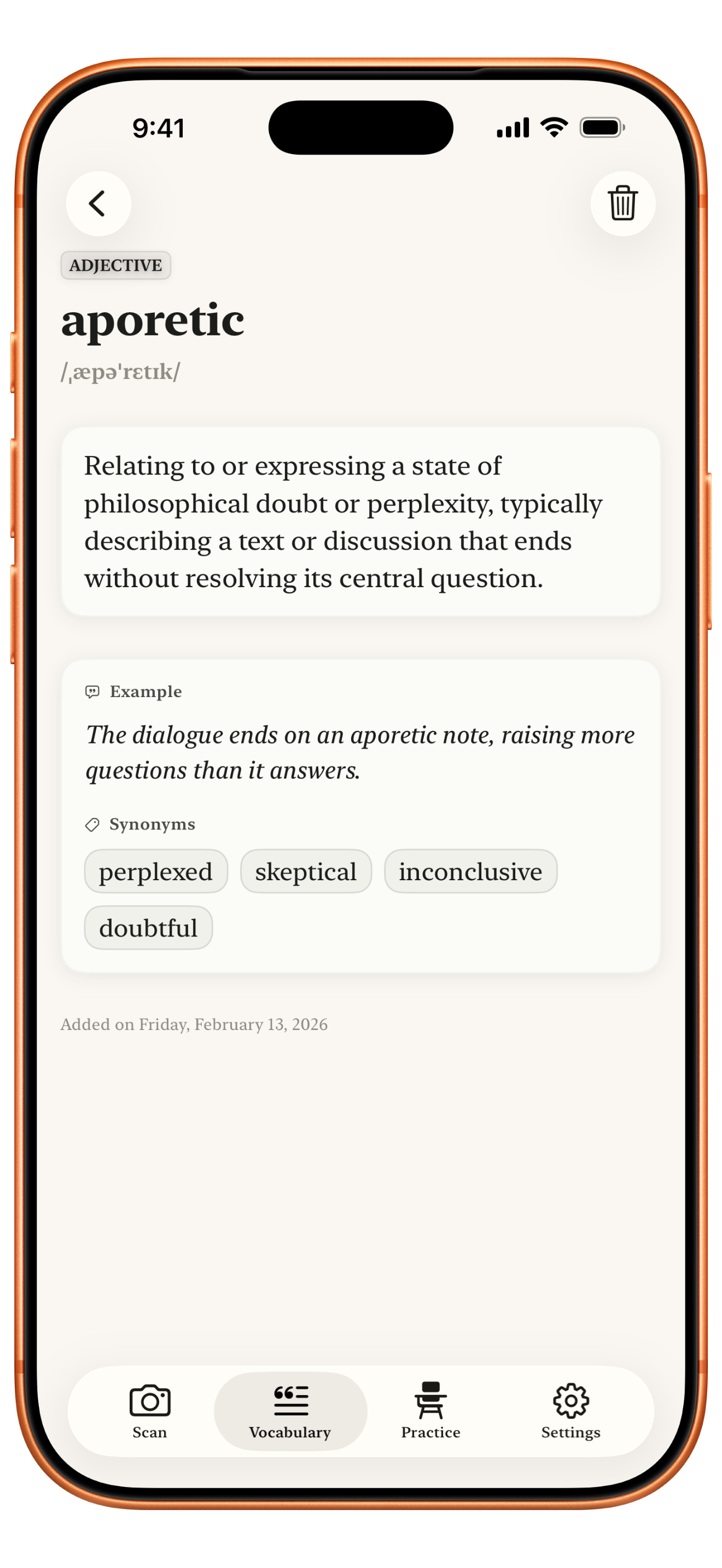 Definition feature screenshot